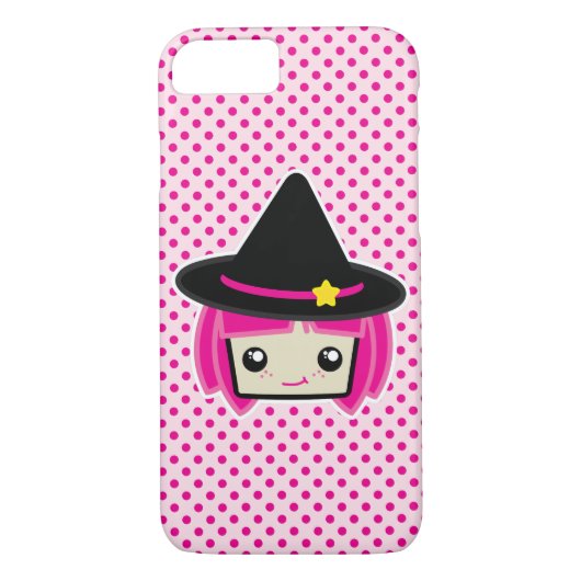 Kawaii Pink Haired Hexe iPhone Case (Rückseite)