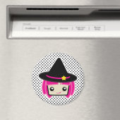 Kawaii Pink Haired Hexenmagnet Magnet (In Situ (Geschirrspüler))