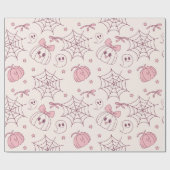 Kawaii Pink Halloween Ghosts & Pumpkin (2) Geschenkpapier (Flach)