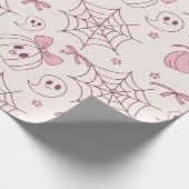 Kawaii Pink Halloween Ghosts & Pumpkin (2) Geschenkpapier (Ecke)