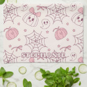 Kawaii Pink Halloween Ghosts & Pumpkin (2) Geschirrtuch (Gefaltet)