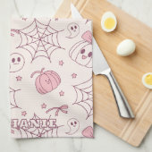 Kawaii Pink Halloween Ghosts & Pumpkin (2) Geschirrtuch (Viertel Falte)