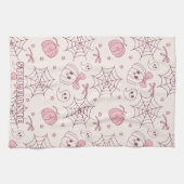 Kawaii Pink Halloween Ghosts & Pumpkin (2) Geschirrtuch (Horizontal)