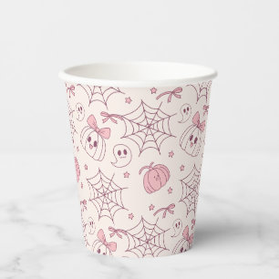 Kawaii Pink Halloween Ghosts & Pumpkin (2) Pappbecher