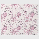 Kawaii Pink Halloween Ghosts & Pumpkin Geschenkpapier (Flach)