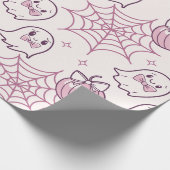 Kawaii Pink Halloween Ghosts & Pumpkin Geschenkpapier (Ecke)