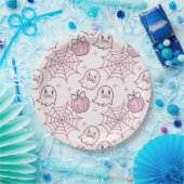 Kawaii Pink Halloween Ghosts & Pumpkin Pappteller (Party)
