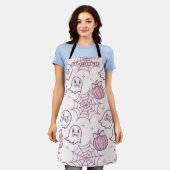Kawaii Pink Halloween Ghosts & Pumpkin Schürze (Getragen)