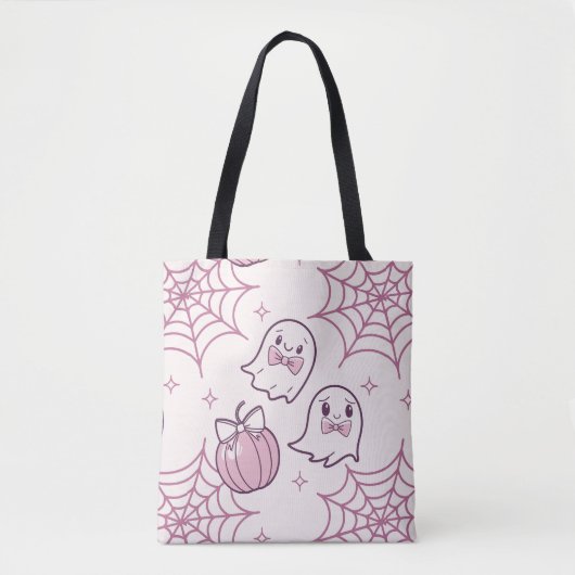 Kawaii Pink Halloween Ghosts & Pumpkin Tasche (Vorderseite)