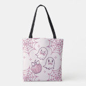 Kawaii Pink Halloween Ghosts & Pumpkin Tasche (Rückseite)