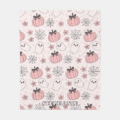Kawaii Pink Halloween Ghosts & Pumpkins Fleecedecke (Vorderseite)