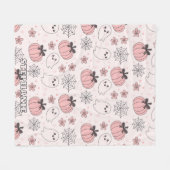 Kawaii Pink Halloween Ghosts & Pumpkins Fleecedecke (Vorderseite (Horizontal))