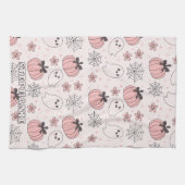 Kawaii Pink Halloween Ghosts & Pumpkins Geschirrtuch (Horizontal)