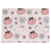 Kawaii Pink Halloween Ghosts & Pumpkins Große Geschenktüte (Vorderseite)