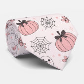 Kawaii Pink Halloween Ghosts & Pumpkins Krawatte (Gerollt)