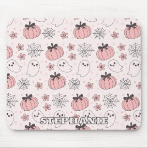 Kawaii Pink Halloween Ghosts & Pumpkins Mousepad