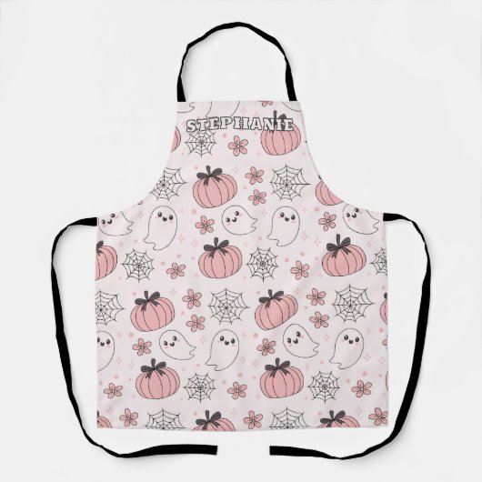 Kawaii Pink Halloween Ghosts & Pumpkins Schürze (Vorderseite)