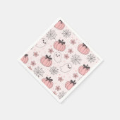 Kawaii Pink Halloween Ghosts & Pumpkins Serviette (Ecke)