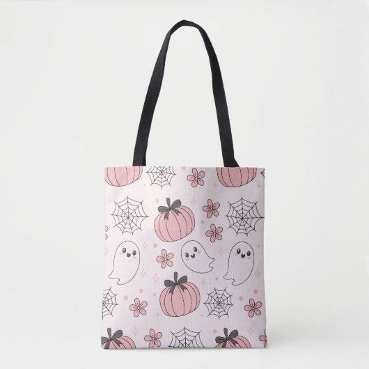 Kawaii Pink Halloween Ghosts & Pumpkins Tasche (Vorderseite)