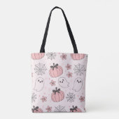 Kawaii Pink Halloween Ghosts & Pumpkins Tasche (Rückseite)