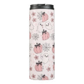 Kawaii Pink Halloween Ghosts & Pumpkins Thermosbecher (Rückseite)