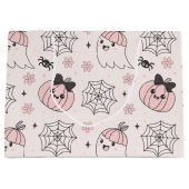 Kawaii Pink Halloween Muster mit Ghost, Pumpkin Große Geschenktüte (Vorderseite)
