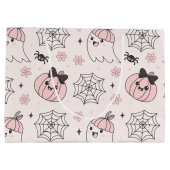 Kawaii Pink Halloween Muster mit Ghost, Pumpkin Große Geschenktüte (Rückseite)