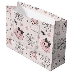 Kawaii Pink Halloween Muster mit Ghost, Pumpkin Große Geschenktüte