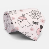Kawaii Pink Halloween Muster mit Ghost, Pumpkin Krawatte (Gerollt)