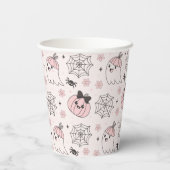 Kawaii Pink Halloween Muster mit Ghost, Pumpkin Pappbecher (Rückseite)
