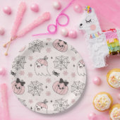 Kawaii Pink Halloween Muster mit Ghost, Pumpkin Pappteller (Party)