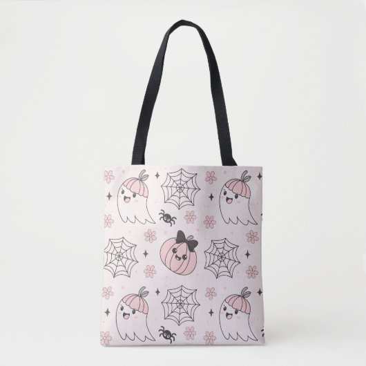 Kawaii Pink Halloween Muster mit Ghost, Pumpkin Tasche (Vorderseite)
