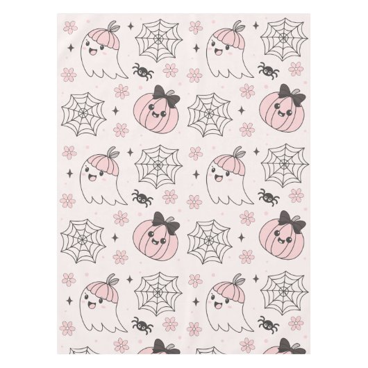 Kawaii Pink Halloween Muster mit Ghost, Pumpkin Tischdecke (Vorderseite)