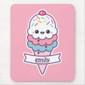Kawaii Pink Ice Creme Cone Mousepad (Vorne)