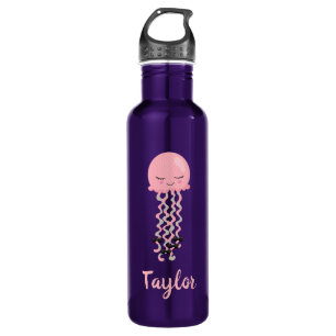 Kawaii Pink Jellyfish Lila Trinkflasche