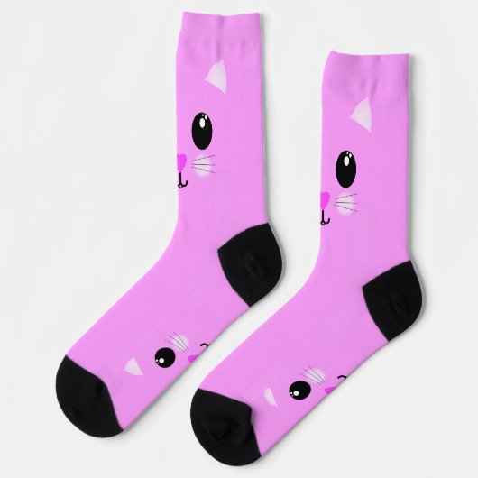 Kawaii Pink Kitten Socken (Linkes Detail)