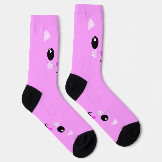 Kawaii Pink Kitten Socken (Rechts)