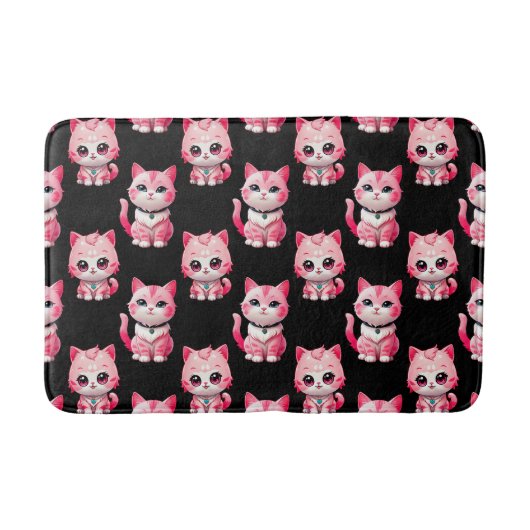 Kawaii Pink Kitty Cats Design Badematte (Vorderseite)