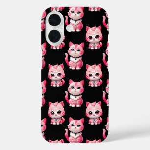 Kawaii Pink Kitty Cats Design iPhone 16 Hülle