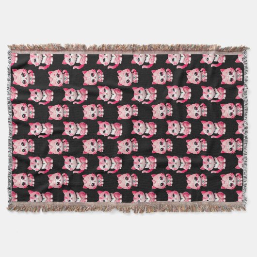 Kawaii Pink Kitty Cats Design Decke (Vorderseite)