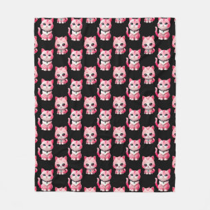 Kawaii Pink Kitty Cats Design Fleecedecke