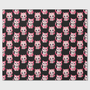 Kawaii Pink Kitty Cats Design Geschenkpapier