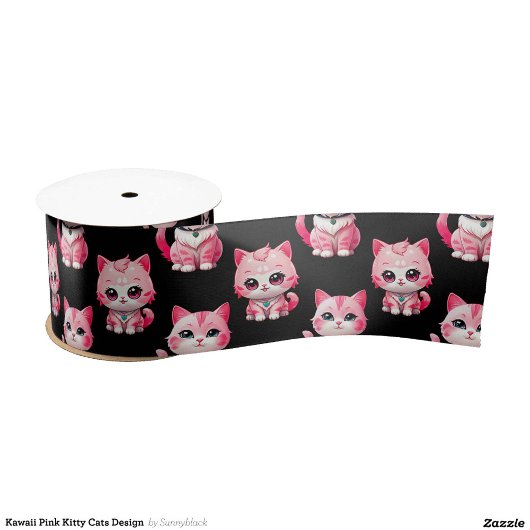 Kawaii Pink Kitty Cats Design Satinband