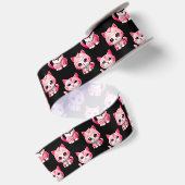 Kawaii Pink Kitty Cats Design Satinband (Rückseite)