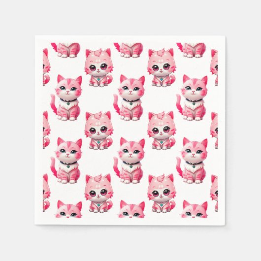 Kawaii Pink Kitty Cats Design Serviette (Vorderseite)