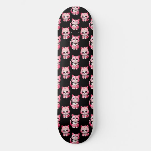Kawaii Pink Kitty Cats Design Skateboard (Vorderseite)