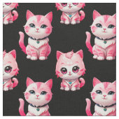 Kawaii Pink Kitty Cats Design Stoff (Nahaufnahme)