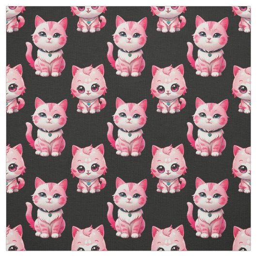 Kawaii Pink Kitty Cats Design Stoff (Muster)