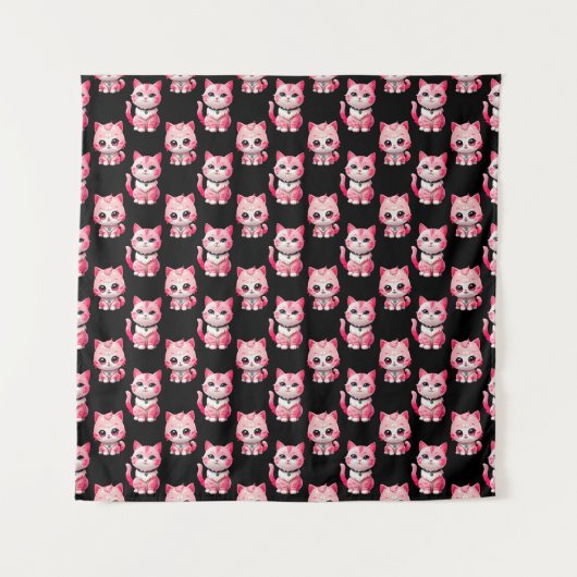 Kawaii Pink Kitty Cats Design Wandteppich (Vorderseite)