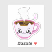 Kawaii Pink Kitty Cup of coffee Aufkleber (Blatt)